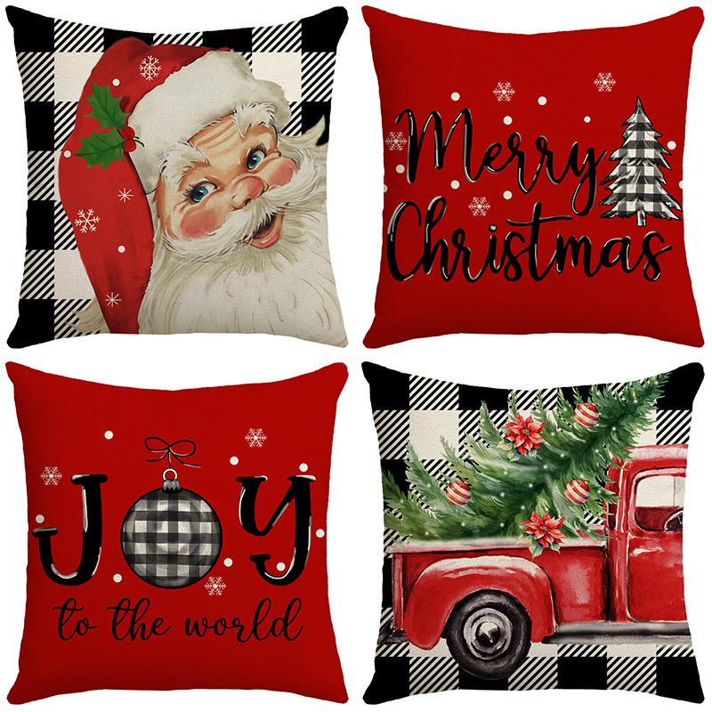 Christmas New Throw Pillow Cover Sofa Cushion Linen Christmas Red Festival Home Decoration Cushion Pillow Cover