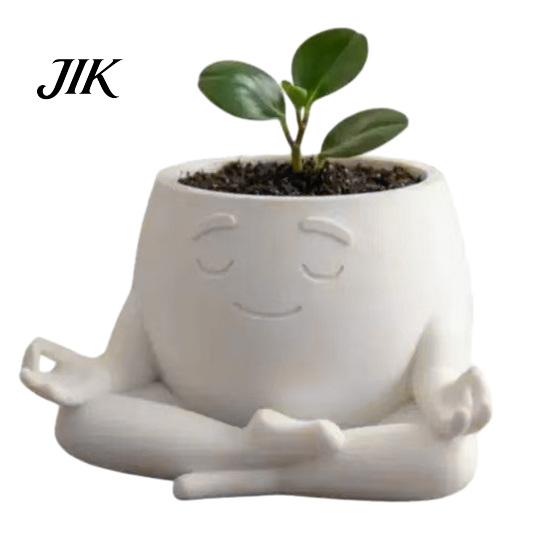 Durable PLA Plant Holder Sit In Meditation Planter, Cute Zen Flower Pot, 3D Printed Small Indoor Container Figure Pot for Succulents Cacti,