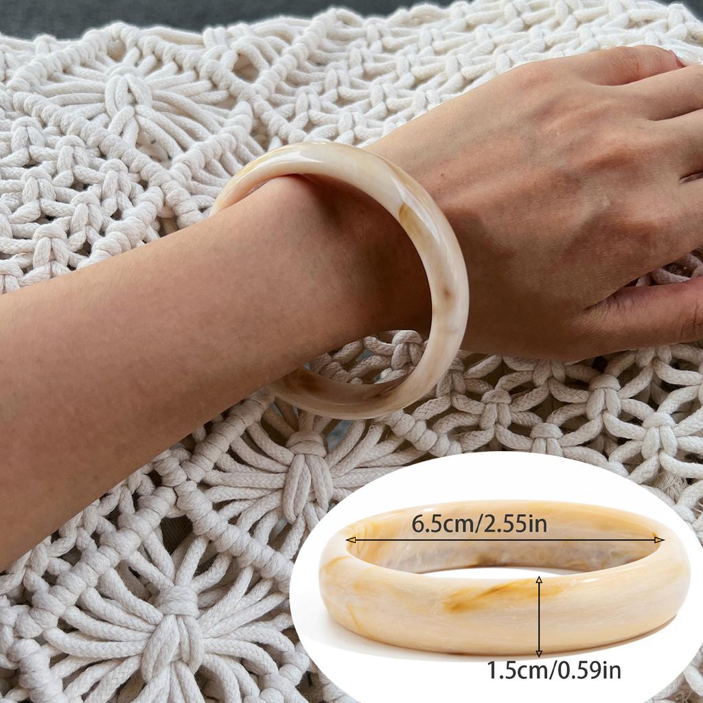 Fashion Style Smudged Marble Pattern Acrylic Bracelet, Retro Amber Resin Bracelet For Women