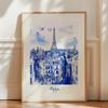 City Travel Poster, Retro Italy Print, Navy Blue Trendy Wall Art, Hand Drawn Sketch, summer beach poster, Home Decor Art