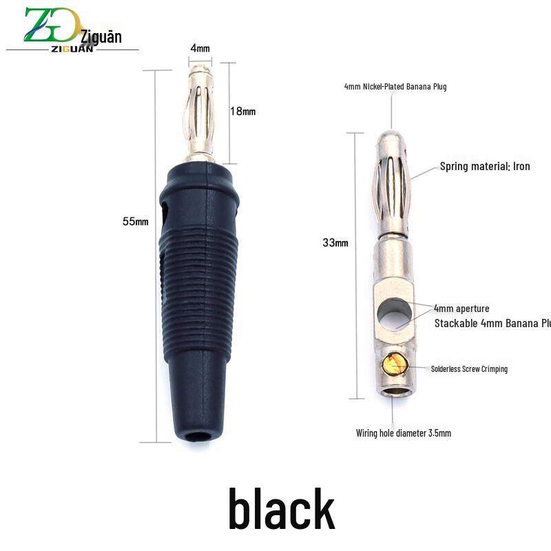 ZIGUAN 4mm Brass Nickel-Plated Banana Plug Connector