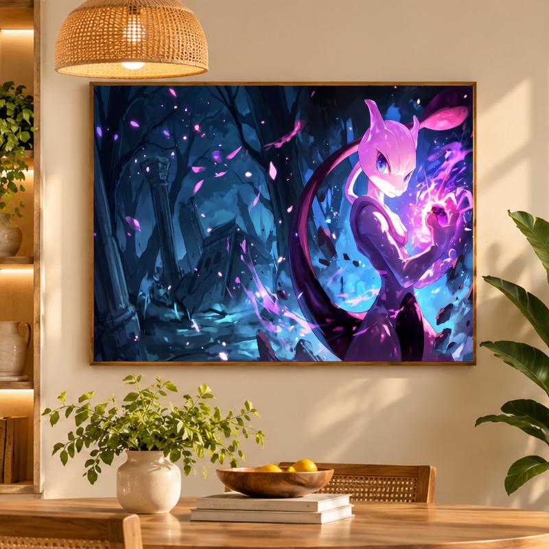 5D Diamond Painting Mewtwo DIY Full Drill Diamond Art Kit Home Decoration