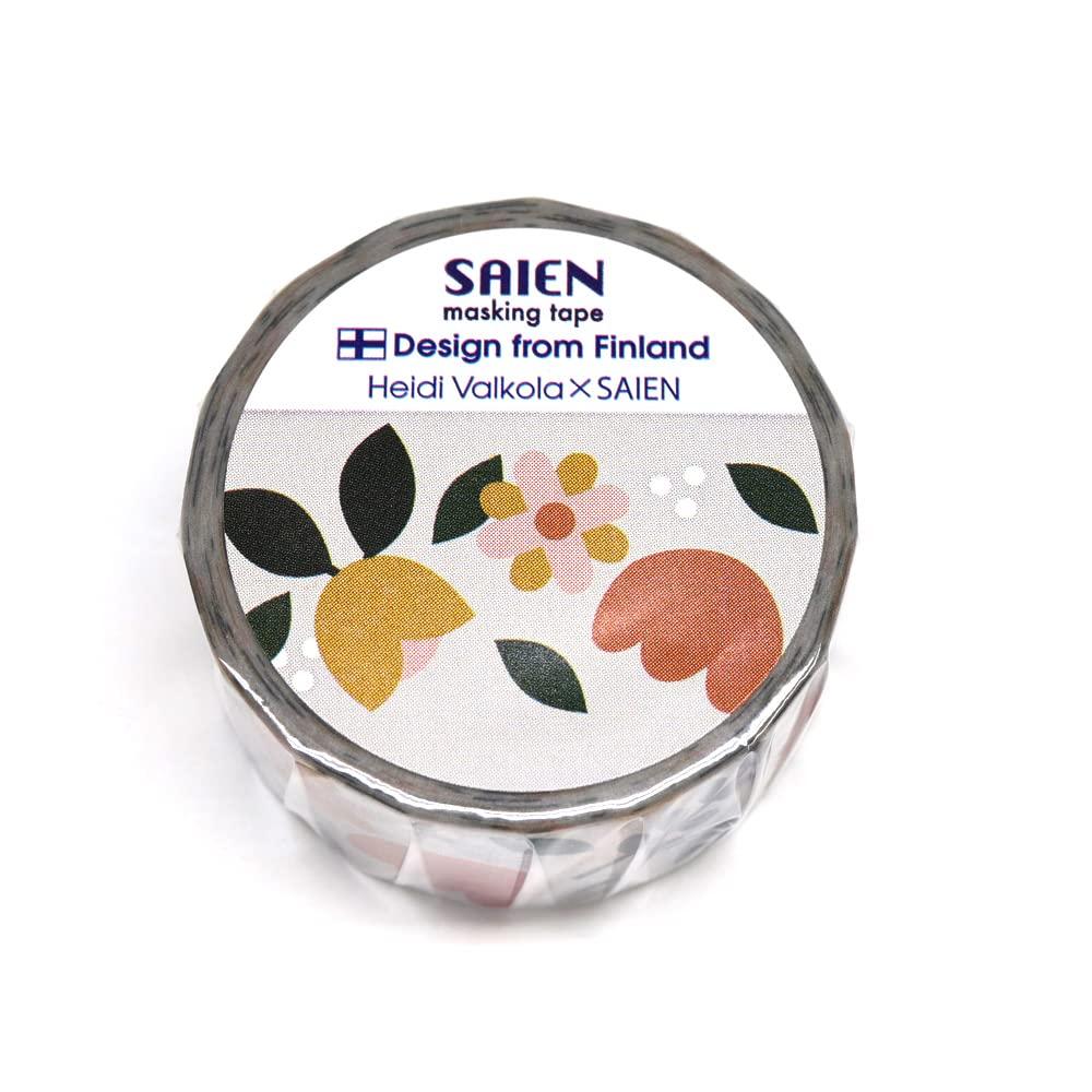 Kamiiso Sansho Japanese Washi Masking Tape in 20mm x 5m Made Japan FlowersSAIENTR-4013