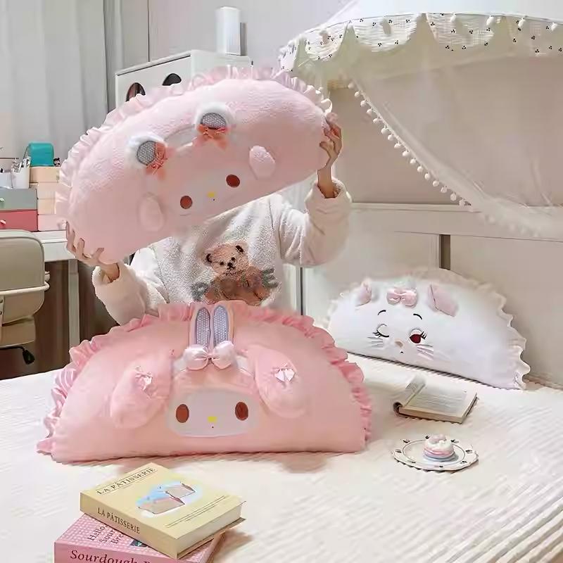 Pink Heart Melody Sheep & Marie Cat Sofa Throw/Lumbar Pillow Marie Cat Semi-Circular Pillow