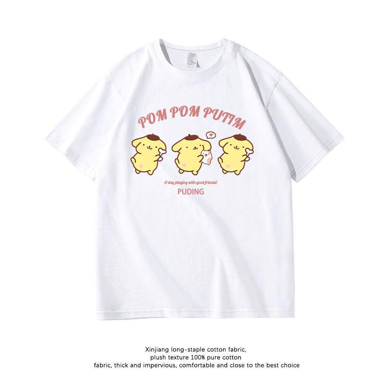

Leisure Summer Pure Cotton Childrens Tshirt Soft Cute Pudding Dog Fashion Cartoon Printed Parent Child Wear Round Neck Tshirt S