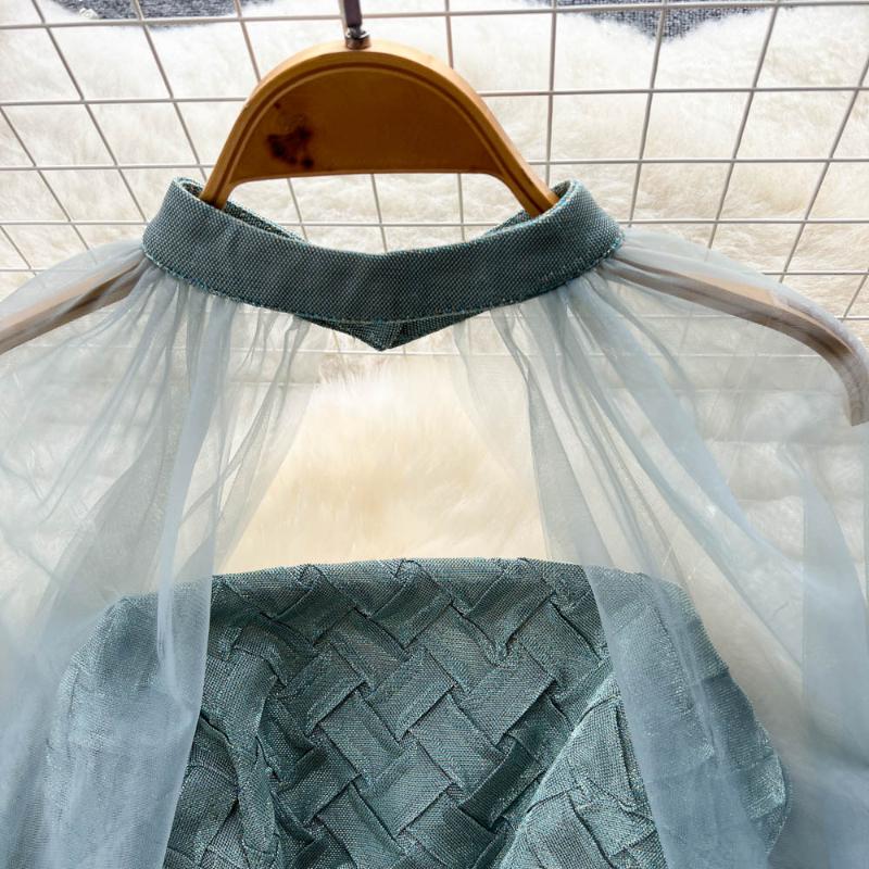 Elegant Sexy High Waist One Piece Dress Women Patchwork Mesh Lantern Long Sleeve Sexy Mini Dress Lady Vacation Slim Chic Party Ceremonial Dress 2024