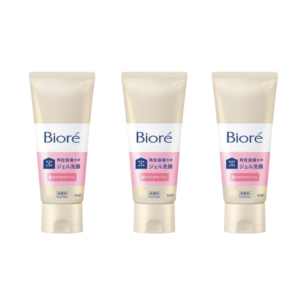 Biore Home Spa Gel Softening Set of 3 Cleanser, & Moisturizing, Blackhead-Dissolving Cleanser, 180g, (Pores)