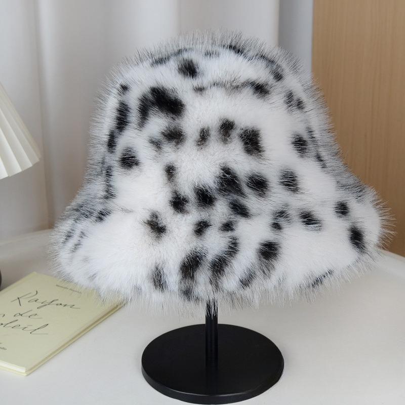 Faux Fur Leopard Hat Women Thickened Warm Ear Protection Autumn Winter Large Head Circumference Stylish Casual Women Winter Hats