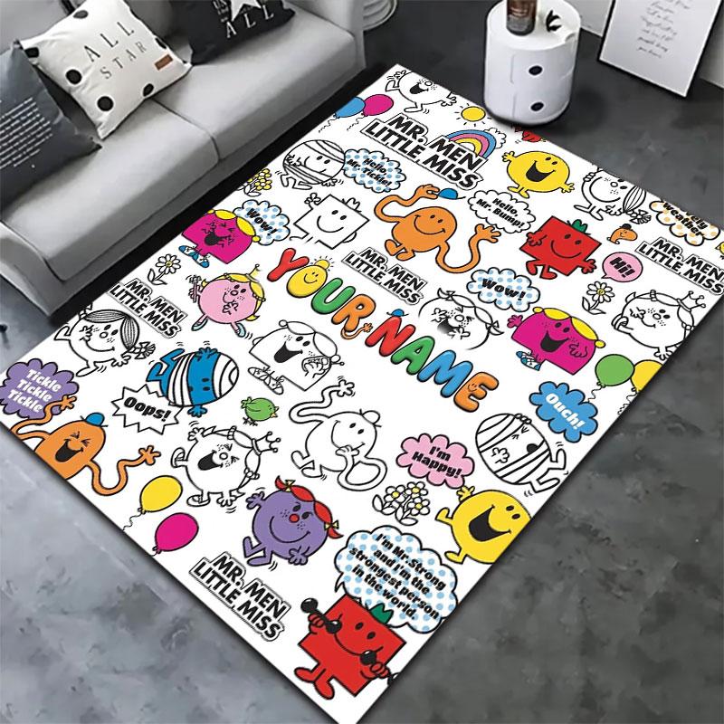 Mr. Men Little Miss Custom Name Carpet Rug for Living Room Bedroom Home Sofa Decoration,Kids play Non-slip Floor Mat
