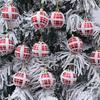 2 Boxes Christmas Tree Decorations Tartan Pattern Plastic Hanging Ball Festival Home Holiday Party Decorative Accent