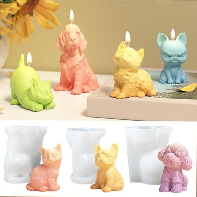 Cute Animal Candle Molds Three-Dimensional Silicone Casting Molds Epoxy Resin Moulds Reusable Plaster Moulds for Wedding Home