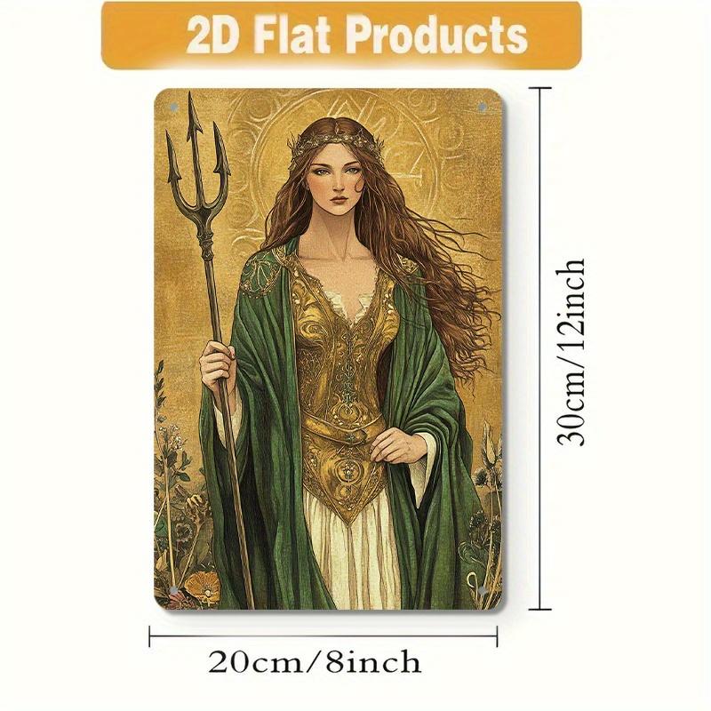 

Vintage Metal Wall Plaque Art 787x1181 Inch Fantasy Goddess Sign with Holes for Home Decor 20x30cm