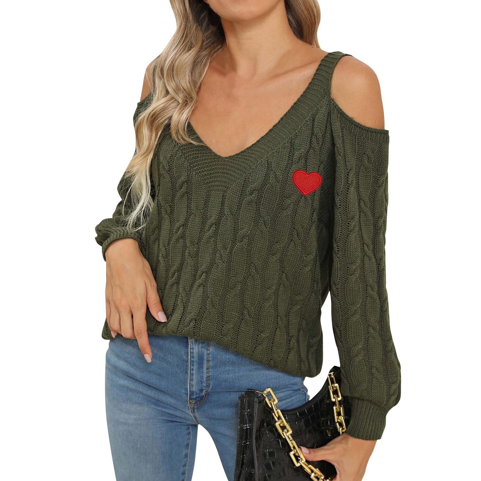 

Женский повседневный модный удобный глубокий V-образный вырез, сексуальный свободный пуловер с открытыми плечами, свитер, женские топы XL