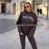 IN BLUE: England Trip Blogger Style Korean Cotton Loose Fit Lettered Pullover Hoodie Pair