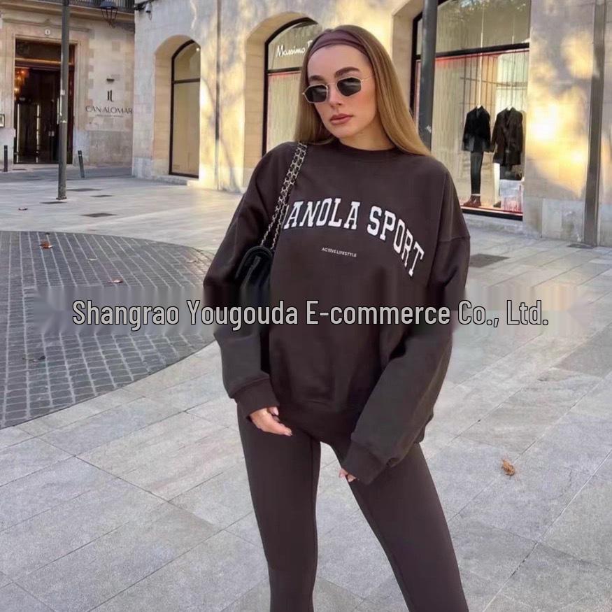 IN BLUE: England Trip Blogger Style Korean Cotton Loose Fit Lettered Pullover Hoodie Pair