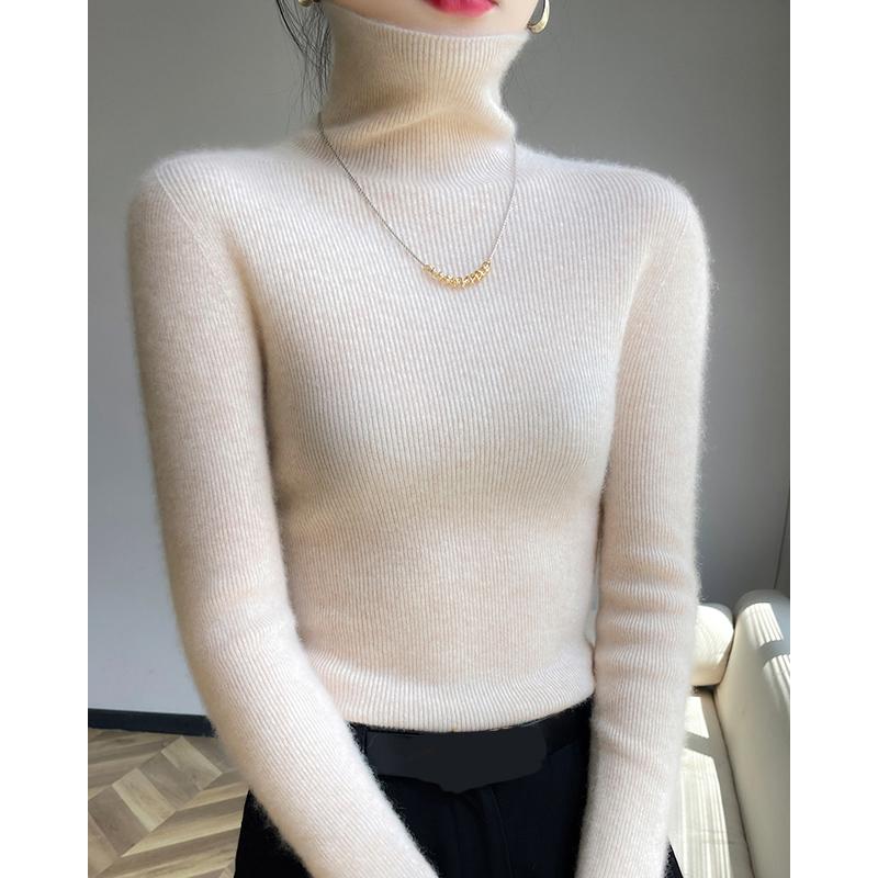 Autumn and Winter Turtleneck Knitted Sweater Women Fashion Solid Color Inner Sweaters Slim Fit Elegant Office Basic Knitwear Clothing