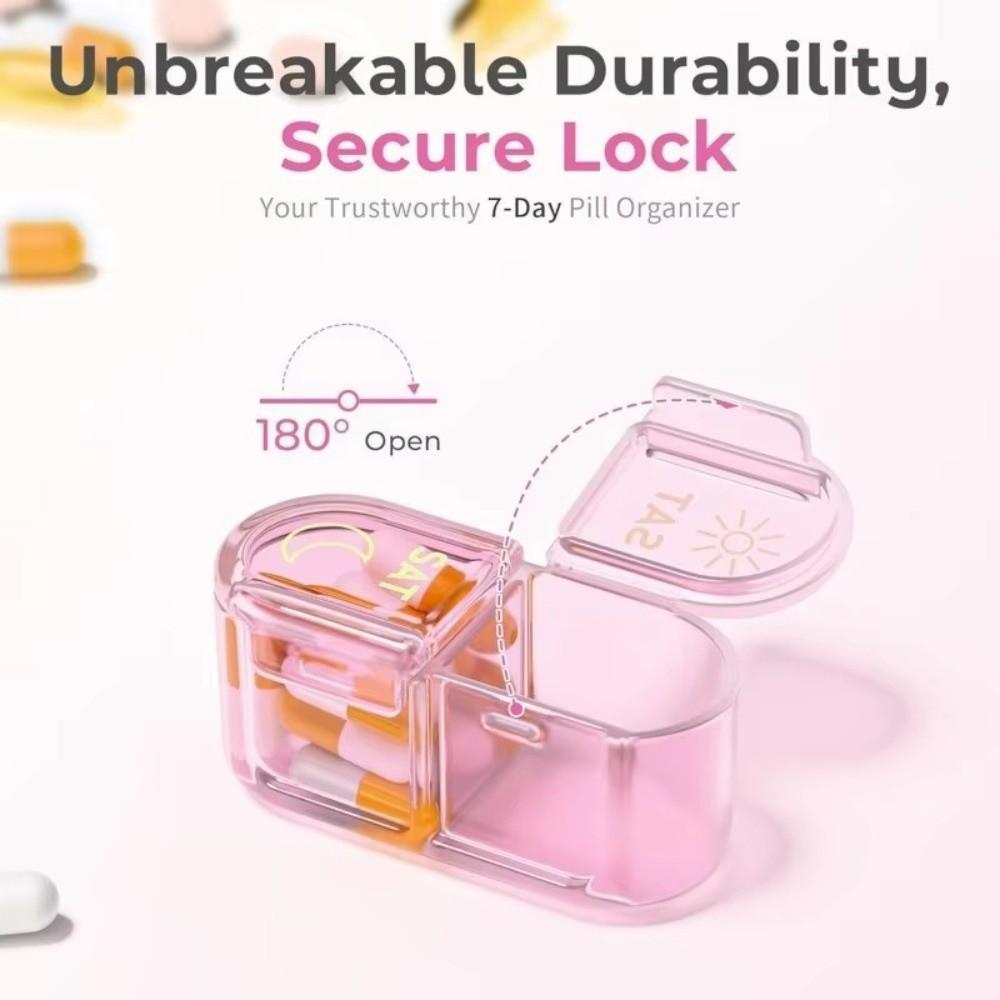 Portable 7 Days Am & Pm Pill Organizer 2 Times a Day Medicine Organizer Weekly Pill Case Moisture-proof Medicine Box for Travel