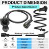 7-Way Trailer Extension Cord Wire Cable, 1 Feet 7 Way Trailer Extension Cable, Wiring Harness 7 Prong Tow Wiring Connector Cord 7 Blade Trailer