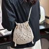 Cute Luxury Designer Brand Straw Woven Shoulder Crossbody Bucket Bag   Fashion Casual Summer Travel Beach Women Trendy