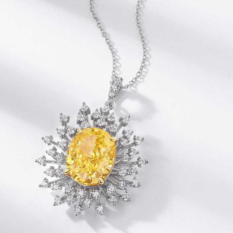 Neu S925 Silber High Carbon Diamant Anhänger Weibliche Gelb Diamant Anhänger Mode Licht Luxus