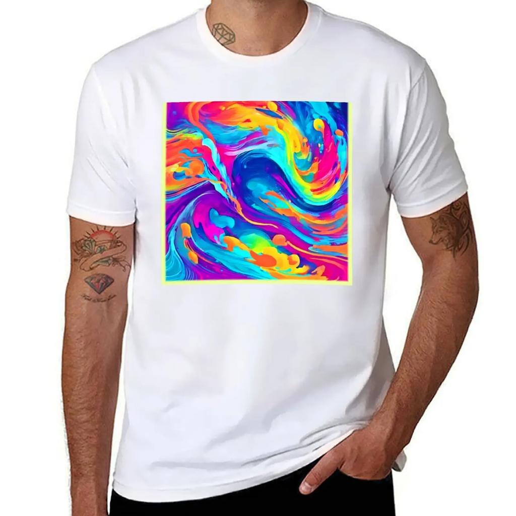 Abstract Badist Art: Vibrant Colors T-shirt summer top anime fitted t shirts for men
