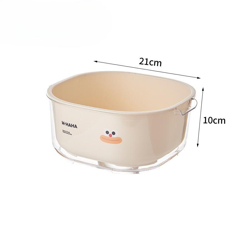 

Double-layer Draining Basket, Large Kitchen Sink, Multi-functional Fruit Plate, Vegetable Filter Basket, Living Room Fruit Peel Storage Basket Small кремовый