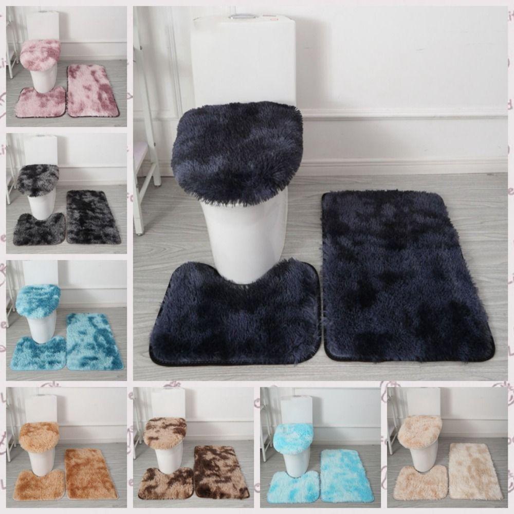 3pcs Dirt Resistant Bath Carpet Anti Slip Toilet Cover Toilet Pad Toilet Cushion  Bathroom