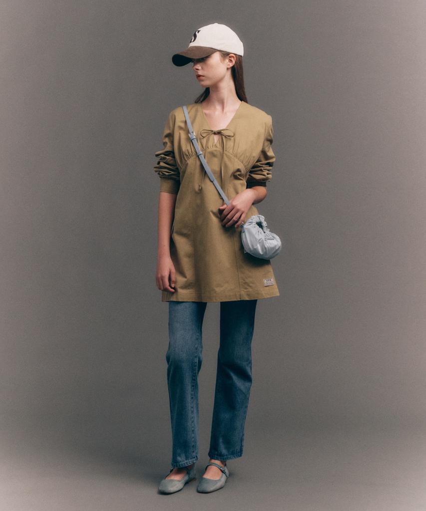 Seteo (W) Shirred Cotton Dress Beige