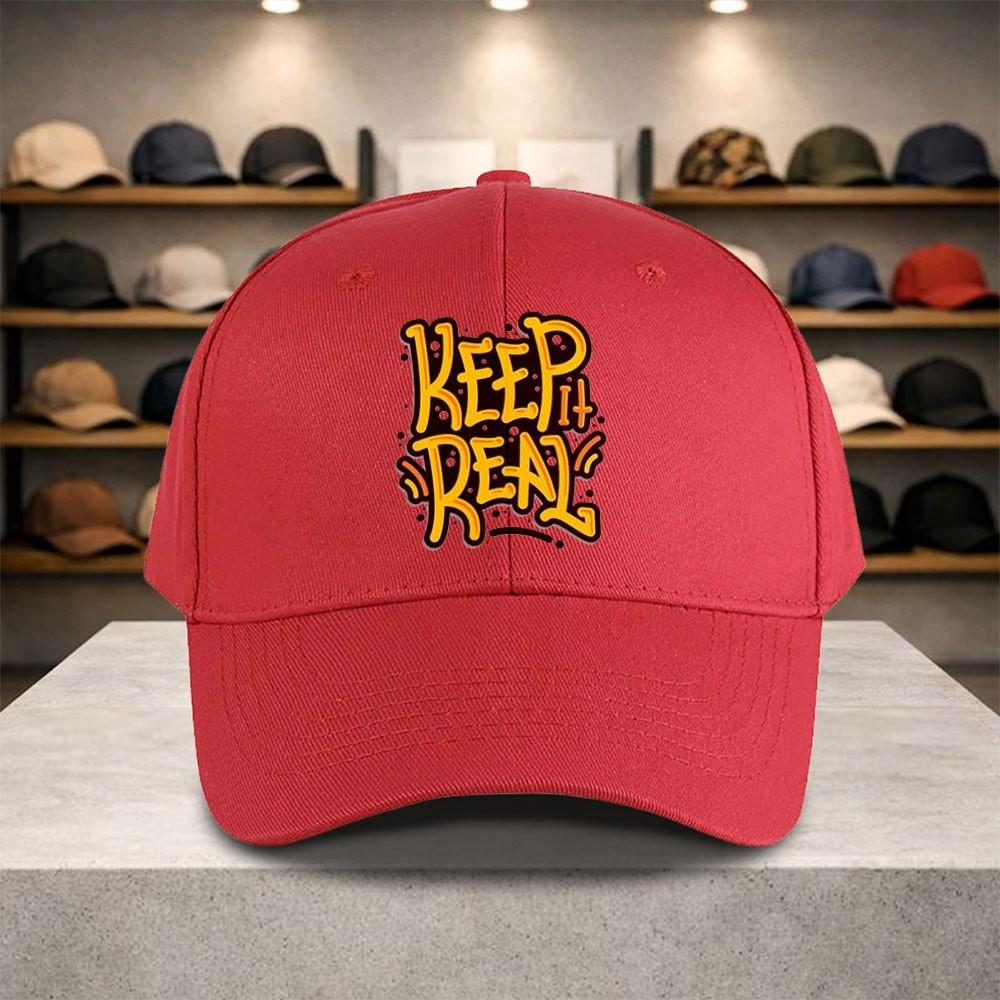 Keep It Real Grafik Baseballkappe Unisex Verstellbar Polyester Lässig Schirmmütze für Draußen