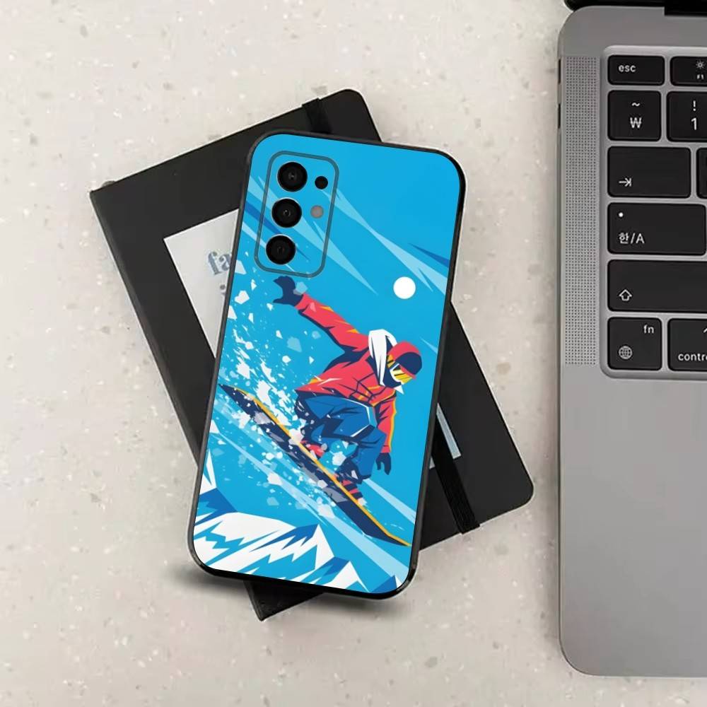 Sport Snowboarding Art For Samsung Galaxy A73,31,32,72,41,53,52,71,22,5G,Note,J7,8,9 Soft Black  Silicone Phone Case