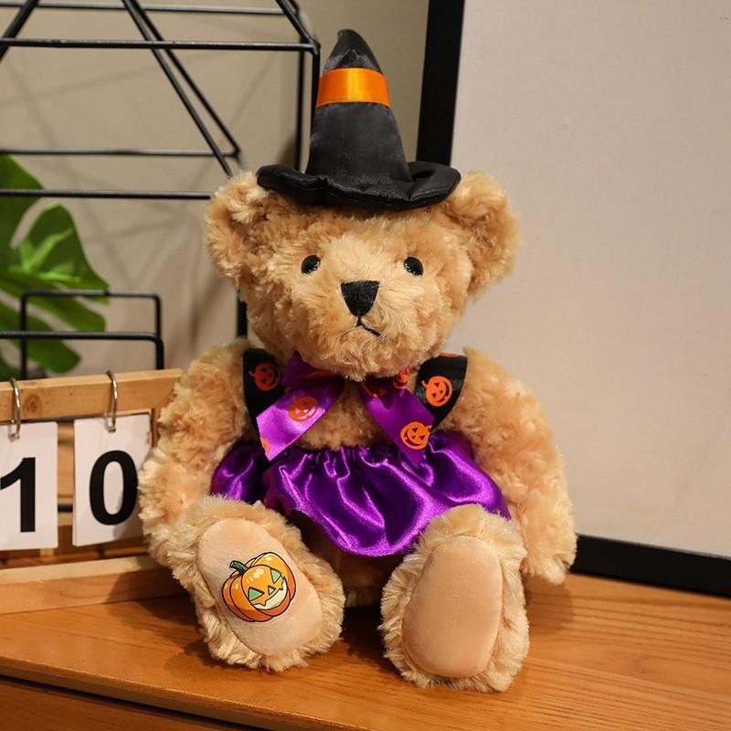Teddy Witch Halloween Bear Plush Doll With Pumpkin Pattern Festive Gifts Decor