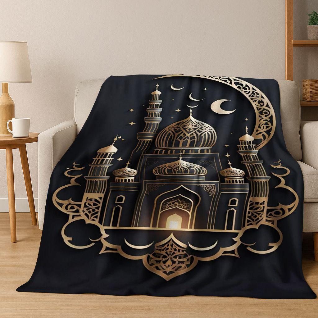 3D Islam Faith Prayer Muslim Calligraphy Flannel Blanket,Cozy Soft Throw Blanket for Home Bedroom Bed Sofa Picnic Cover Gift Kid