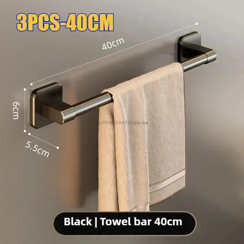 Non Perforated Suction Cup Wall Mounted Towel Rack, Bathroom Storage Rack, Bathroom Horizontal Bar Towel Rack