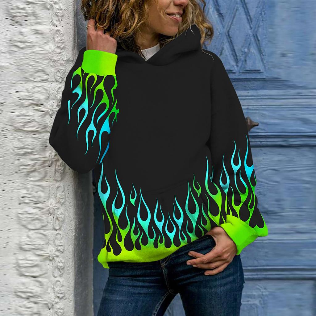 Women's Casual Tie-Dye Butterfly Printing Long Sleeve Blouse Hooded Sweater