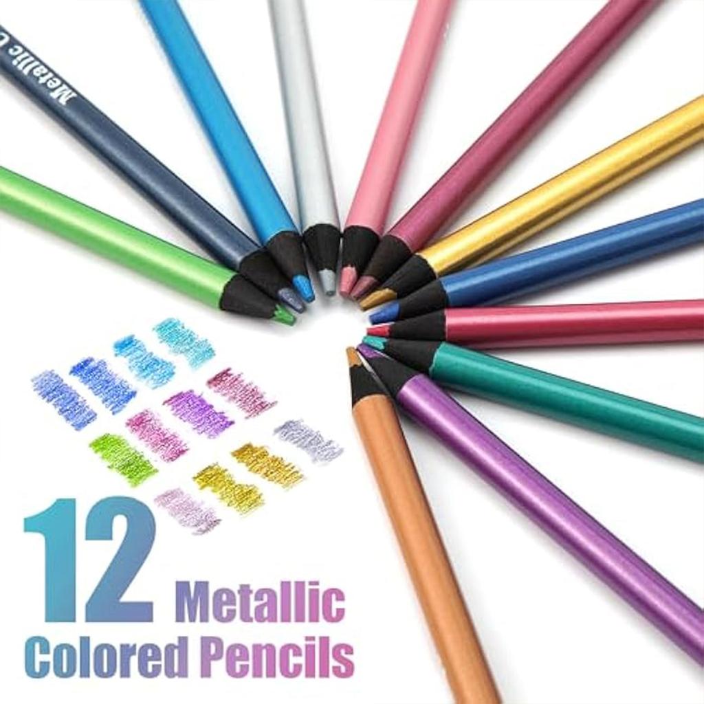 12 Colors Metallic Colored Pencil Colored Drawing Pencil Sketching Pencil Painting Colored Pencils Art Supplies Color Pencil Set