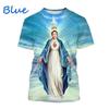 T-shirt Imprimé 3D Vierge Marie Déesse de la Miséricorde de Pâques Chrétien Béni Jésus Dieu T-shirt Style Féminin Vêtements Hauts à Manches Courtes T-shirt