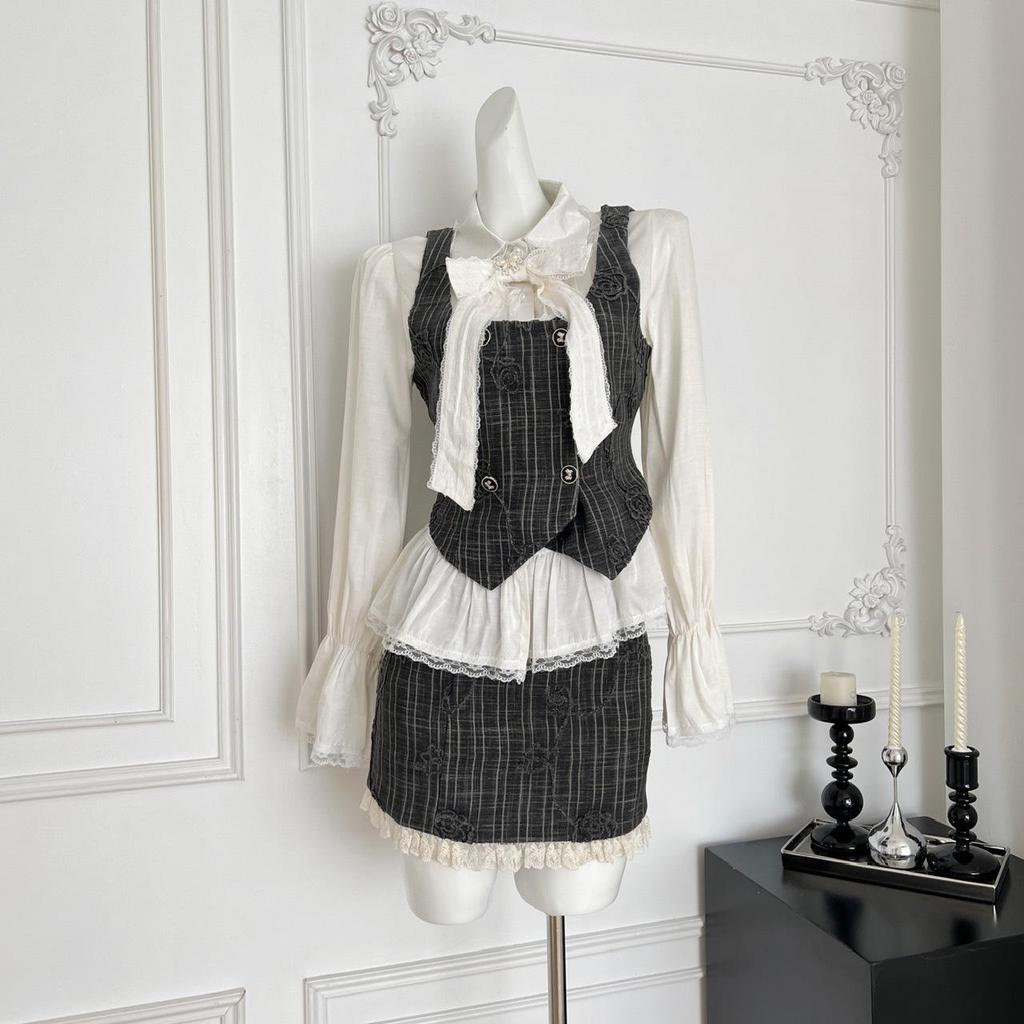 Autumn Slim Fit Vest and Midi Skirt Set