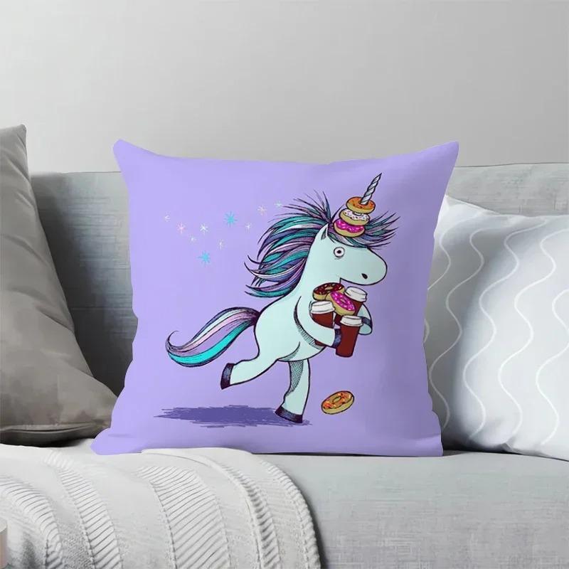 Cartoon Rainbow Horse Print Pillowcase Interior Decoration Office Living Room Home Pillowcase