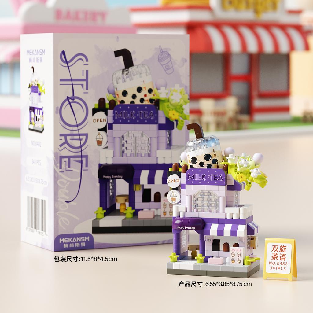 Double-storey Street View Mini Shop Micro Particle Building Blocks Kids Toys DIY Building Set Educational Toys Birthday Gifts