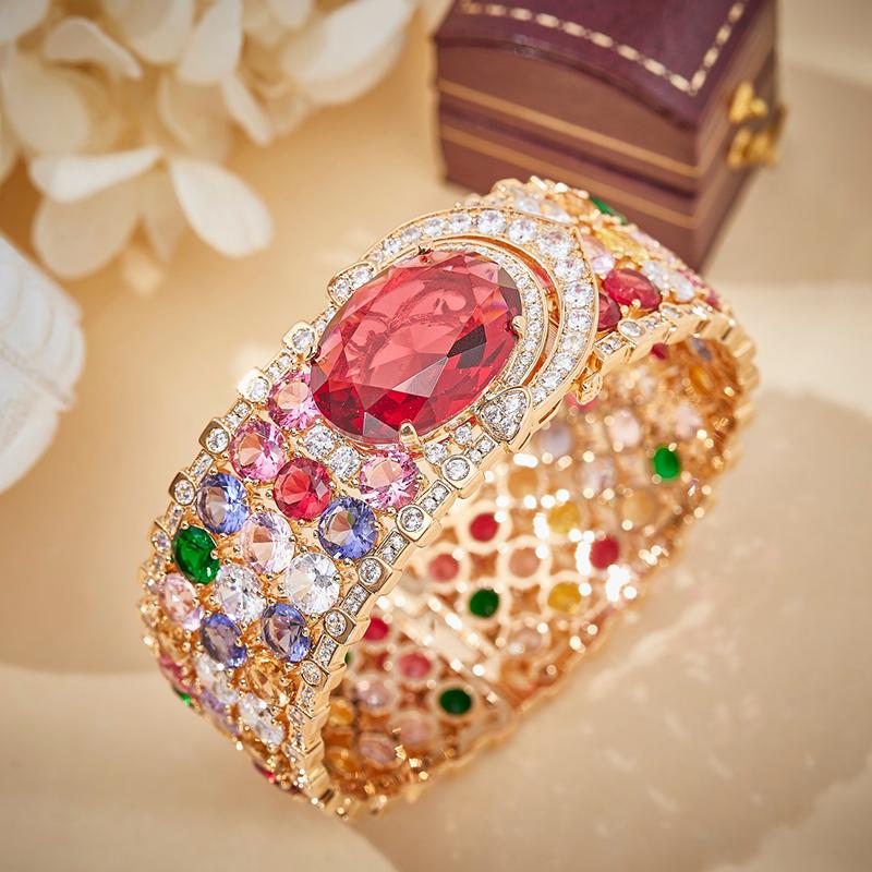 Musla Design Wedding Bracelet for Women Exquisite Colored Stone Sparkly Design for Banquet and Anniversary Accessories