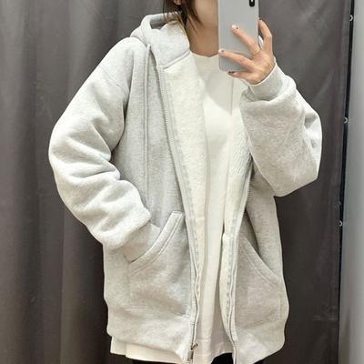 Sweet Fleece Warm Sweatshirt Jackets Women's Autumn Winter Fashion Thickened Pink Lamb Plush Cotton Coat High Street Casual Clothes