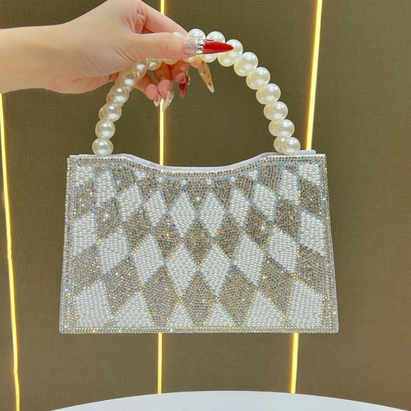 Elegant Dinner Bag, Banquet Beaded Handbag, Diamond-encrusted Hand-held Bag, Pearl Crossbody Women's Bag