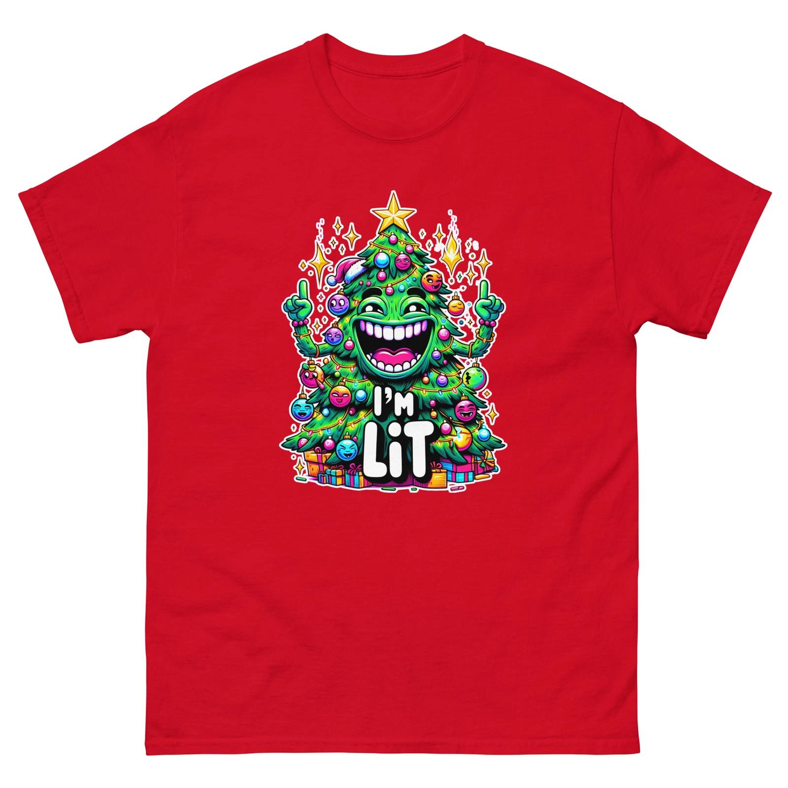 

I m Lit Christmas Tree Xmas Funny T-Shirt L
