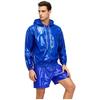 S-3XL Set Abbigliamento Sportivo Impermeabile da Uomo Felpa con Cappuccio e Zip Frontale a Maniche Lunghe Giacca a Vento con Slip Integrati Boxer per Nuoto Allenamento Outfit Anti-Sudore
