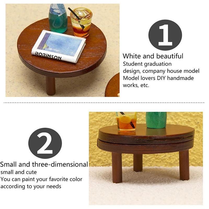 1:12 Dollhouse Miniature Round Table Tea Coffee Table End Table With Mat Furniture Model Decor Toy Doll House Accessories