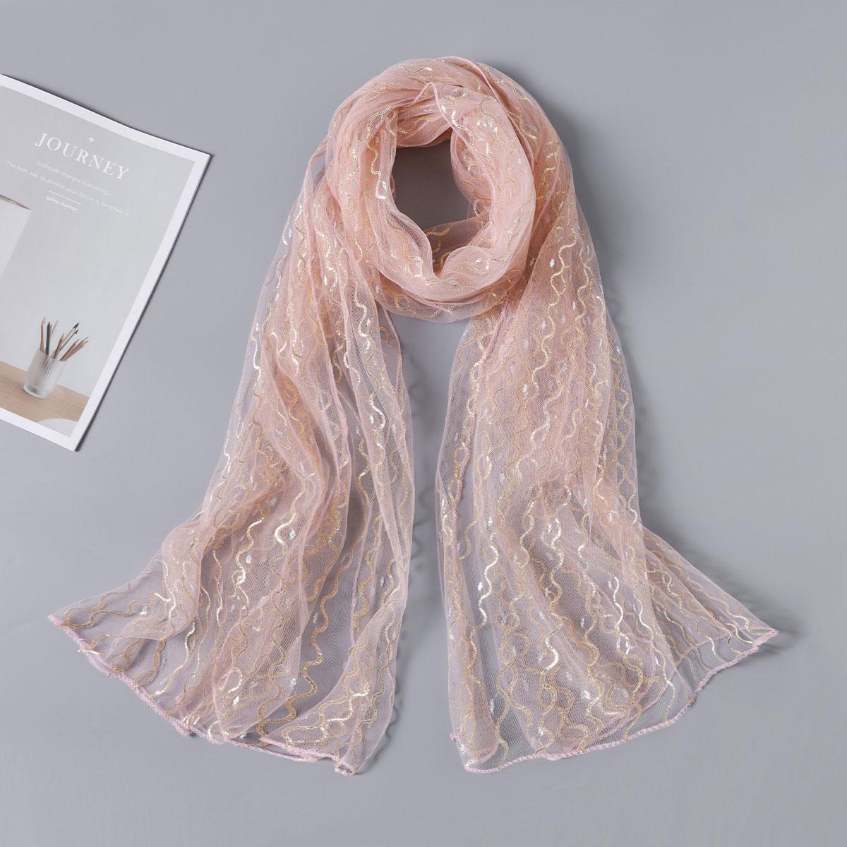 Glitter Dames Mode Garen Lange Sjaal Diamantzetting Kant Sjaal Zomer Ademend Bandana Voor Dames Elegant Moslim Hoofddoek gray