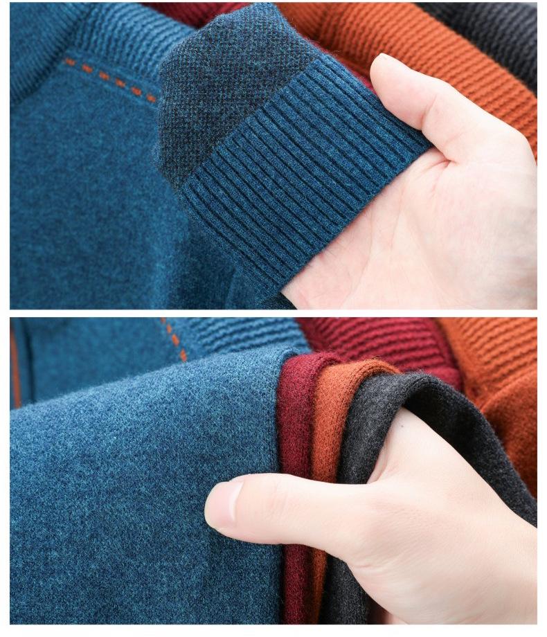 Men's Thickened Heavyweight Half-Zip Knit Sweater - Striped Jacquard, New Autumn/Winter Arrival