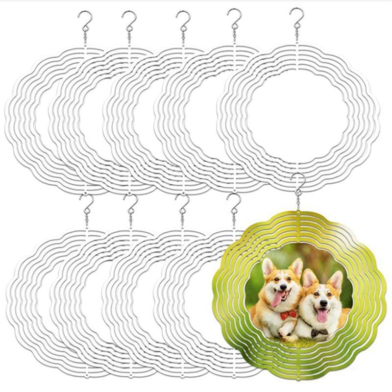 A84E-20Pcs 8 Inch Sublimation Wind Spinner Blanks 3D Wind Spinners Hanging Wind Spinners For Indoor Outdoor Garden Decoration
