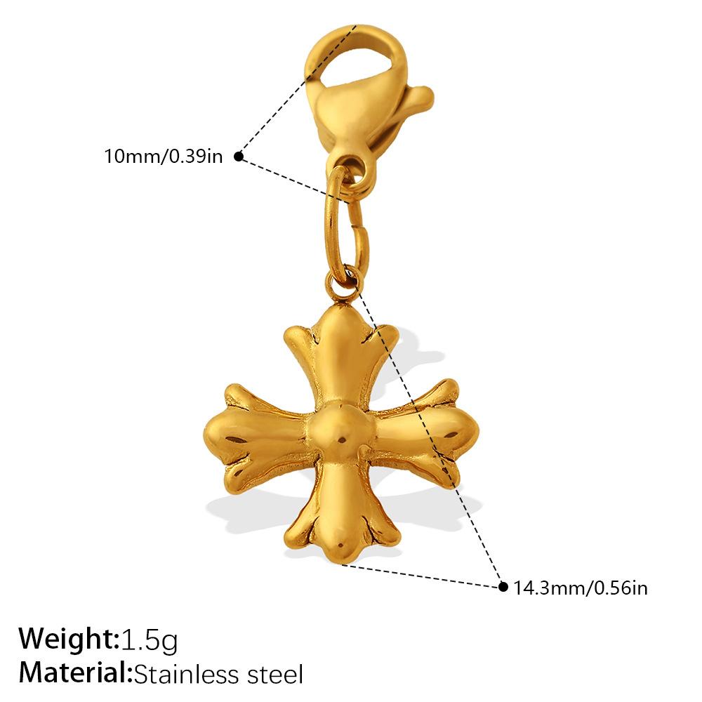 Personalized Retro Style Engraved Three-Dimensional Cross Series Lobster Buckle Pendant Stainless Steel Gold Diy Accessories