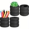 1pc Creative Tire Shaped Pen Holder School Stationery Supplies Pencil Holder Storage Bucket Unique Office Desk Organizer